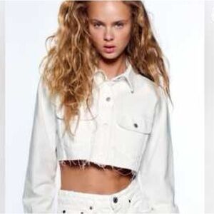 NEW Zara Women's Small White Denim Jacket